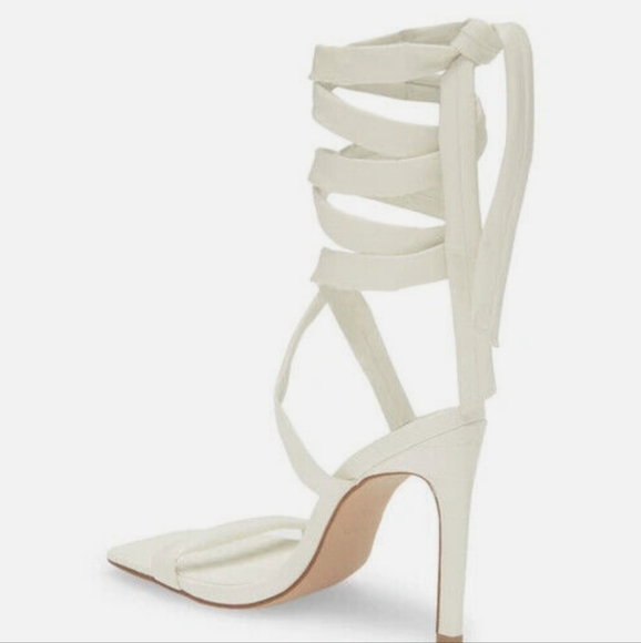 Steve Madden Utilize Tie-up Dress Sandals White -11 - Picture 3 of 8